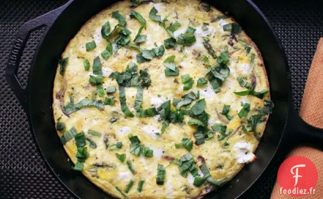 Frittata de Printemps à la Poêle aux Asperges et au Fromage de Chèvre