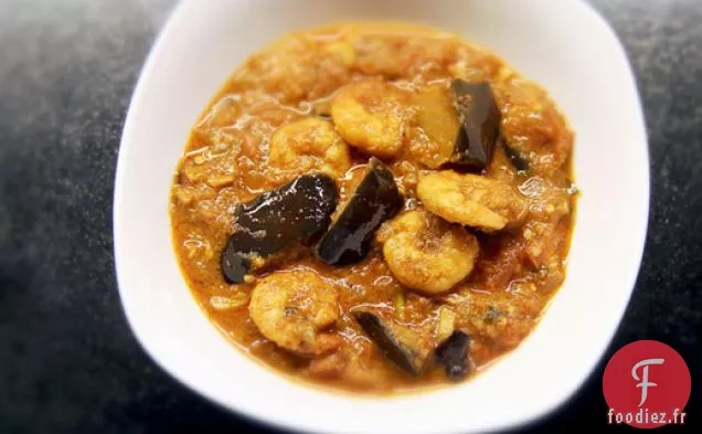 Sauté de Crevettes Épicées et d'Aubergines