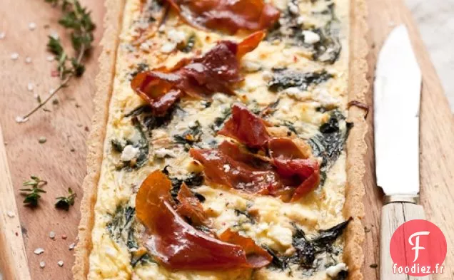 Bettes à Carde, Fromage de Chèvre et Tarte au Prosciutto