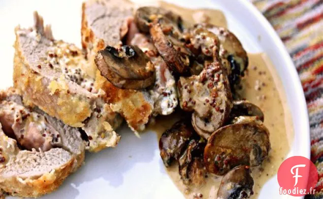Cordon Bleu de Filet de Porc Sauce à la Crème aux Champignons et à la Moutarde