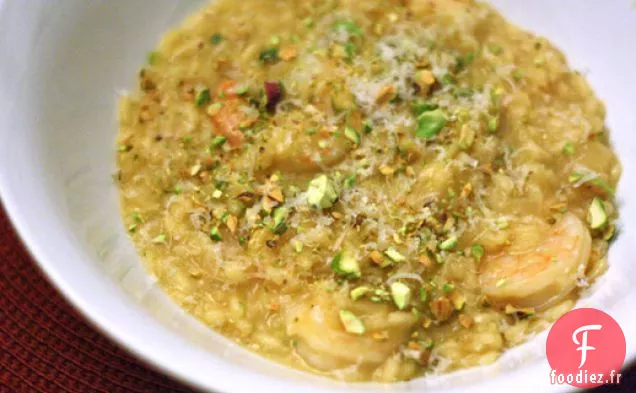 Risotto au Safran aux Crevettes et Pistaches