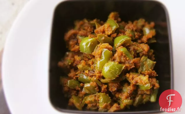 Capsicum Besan Sabji (Sauté de Poivrons et de Farine de Pois Chiches)