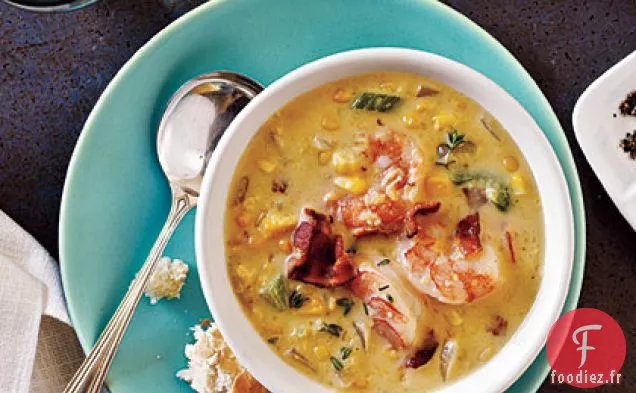 Chaudrée de Bacon et de Maïs aux Crevettes