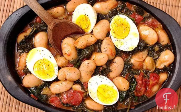 Haricots au Beurre avec du Chou Frisé et des œufs