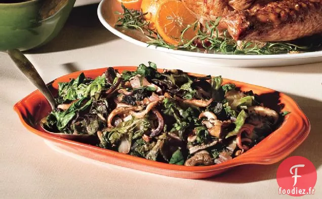 Sauté De Légumes Verts D'Hiver Et De Champignons Shiitake