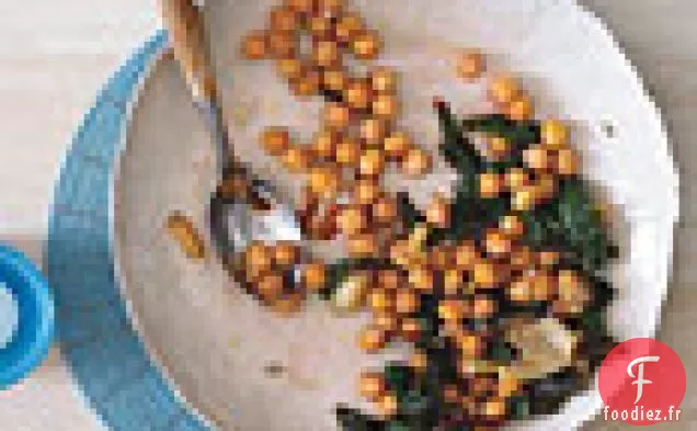 Haricots Garbanzo Rôtis et Ail à la Bette à Carde