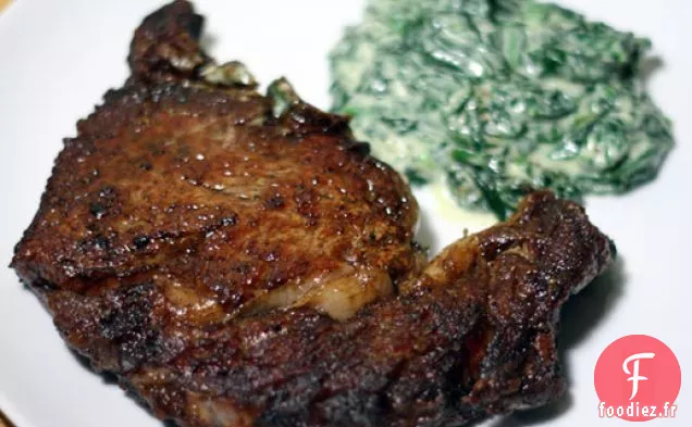 Entrecôte Poêlée avec Épinards à la Crème Rapide