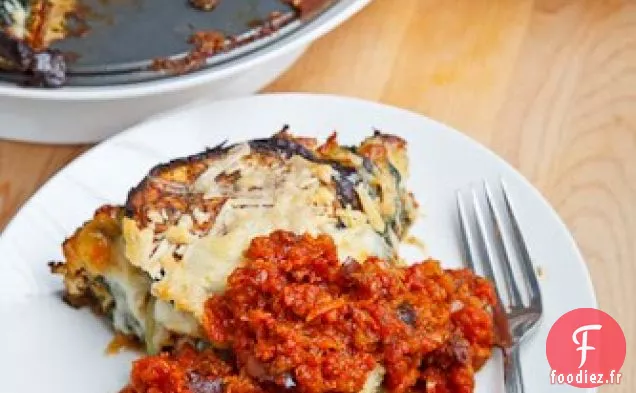 Tortino d'Aubergines dans une sauce Marinara aux Olives Kalamata