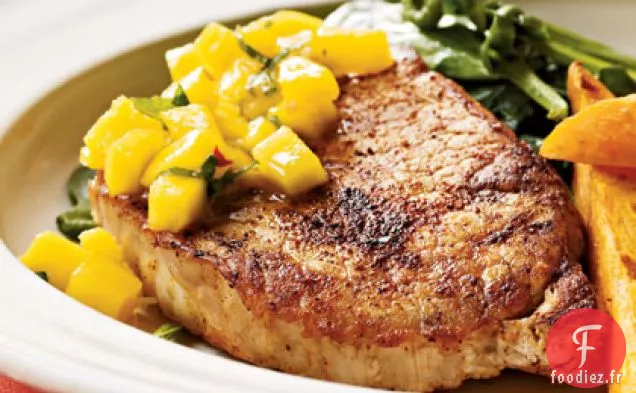 Côtelettes Épicées avec Salsa à la Mangue et à la Menthe