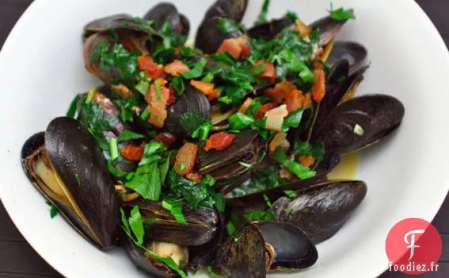 Moules Crémeuses au Bacon Fumé et au Cidre Dur