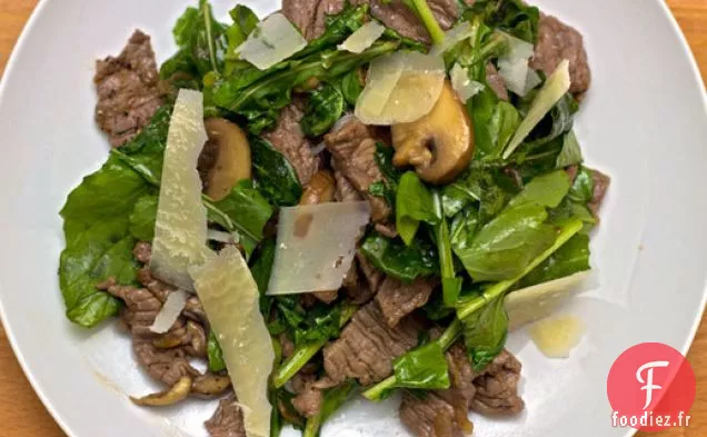 Dîner ce soir: Salade de Steak au Balsamique et Roquette Flétrie
