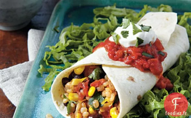 Burritos d'Orge, de Haricots Noirs et de Maïs