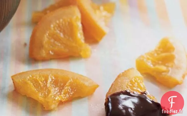 Tranches d'Orange Confite avec Trempette à la Ganache