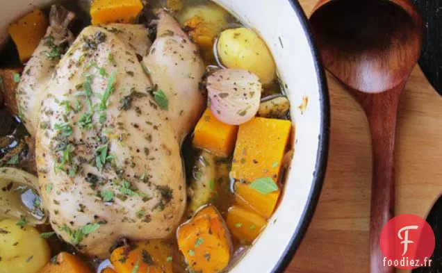 Poulet au Pot Avec Pommes de Terre et Courges