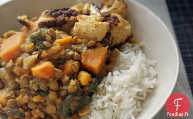 Lentilles Au Curry Avec Patates Douces Et Bettes À Carde