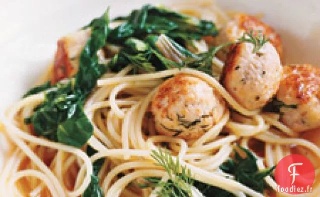 Spaghettis De Topinambours Aux Boulettes De Dinde