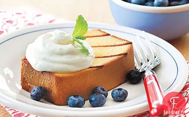 Pound Cake grillé à la Crème de Citron et aux Myrtilles