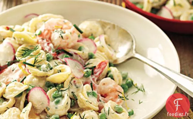 Orecchiette aux Petits Pois, Crevettes et Babeurre - Vinaigrette aux Herbes