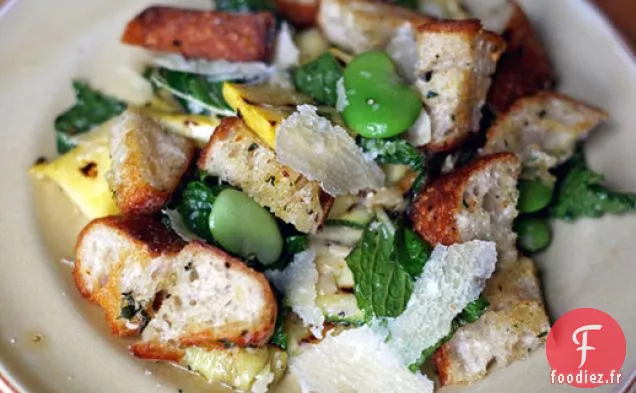 Dîner ce soir: Fèves aux Courgettes Grillées et Croûtons à l'Ail Maison