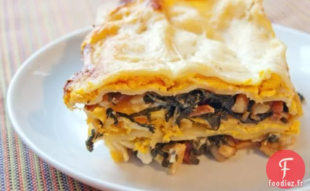 Lasagne De Courge Musquee Aux Legumes Verts Braises Au Bacon Et Bechamel Mediterraneen Recettes