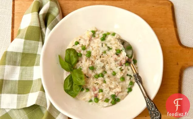 Risotto aux Petits Pois, Jambon et Fromage Fontina