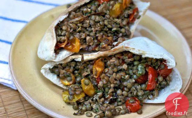 Dîner Ce soir : Salade de Lentilles de Tomates Rôties aux Échalotes Croustillantes