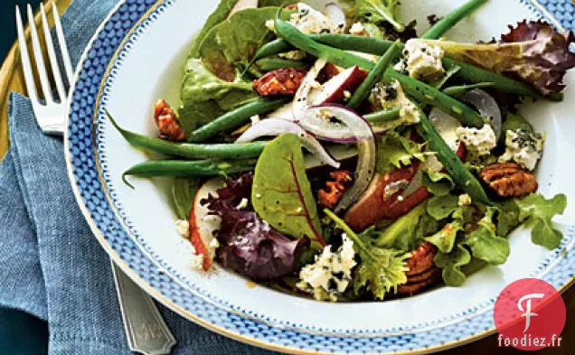 Salade de Poires Fraîches et Haricots Verts avec Vinaigrette au Sorgho