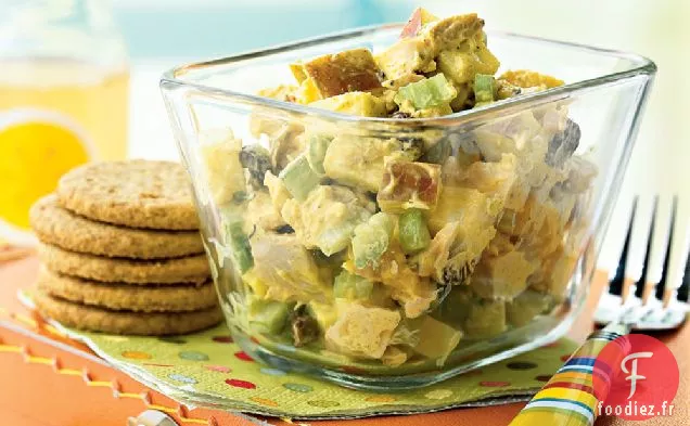Salade de Poulet au Curry aux Pommes et aux Raisins Secs