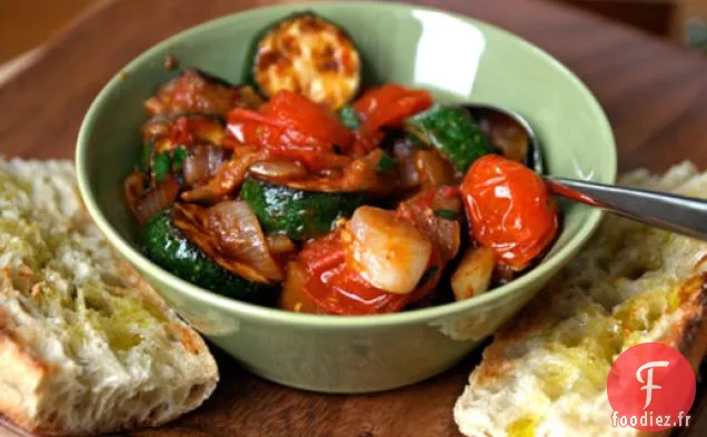 Dîner ce soir : Ratatouille avec Pain Grillé