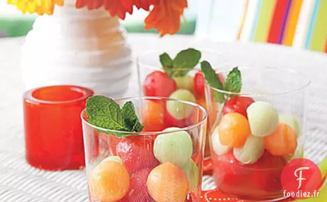 Salade de Boules de Melon au Sirop de Citron Vert