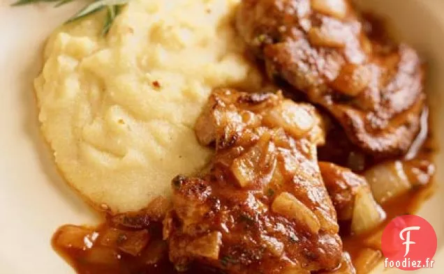 Poulet Français à la Sauce au Vinaigre avec Polenta au Poivre
