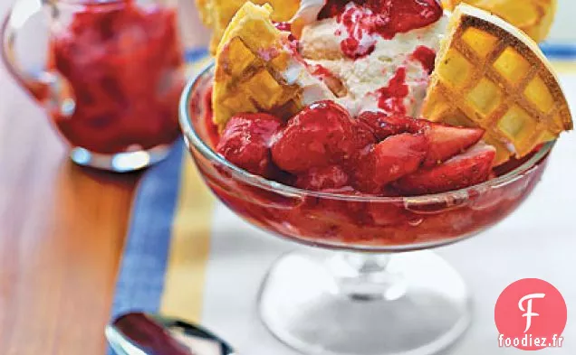 Sundaes à la Gaufre aux Fraises