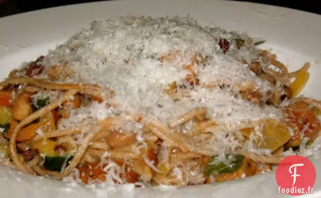 Spaghettis de Blé Entier de la Diva Domestique avec Black Eyed Peas et Ch