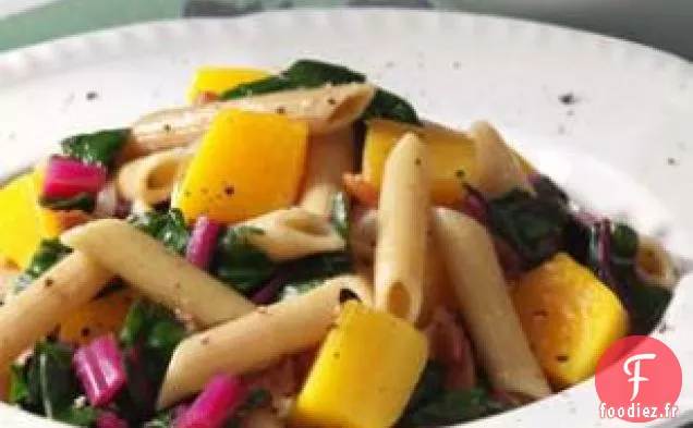 Penne À La Courge Braisée Et Aux Légumes Verts