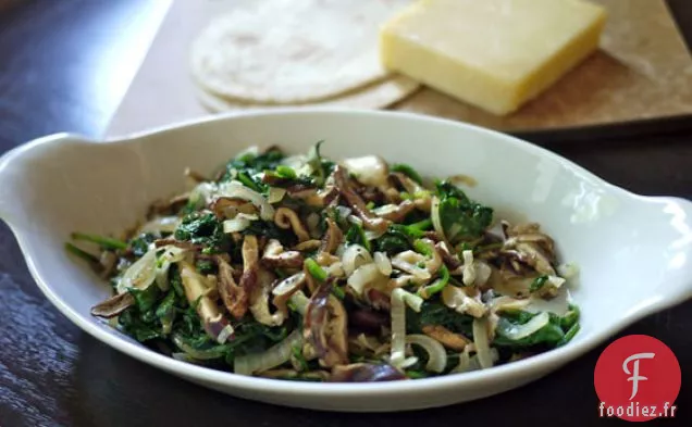 Quesadilla de Shiitake et de Légumes verts