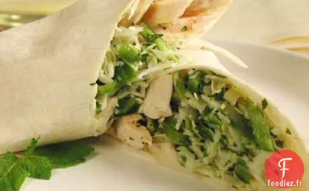 Wraps de Salade de Chou au Poulet et à la Menthe