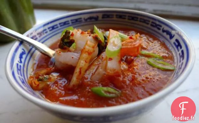 Cuisinez le livre: Gaspacho de Kimchi aux Crevettes