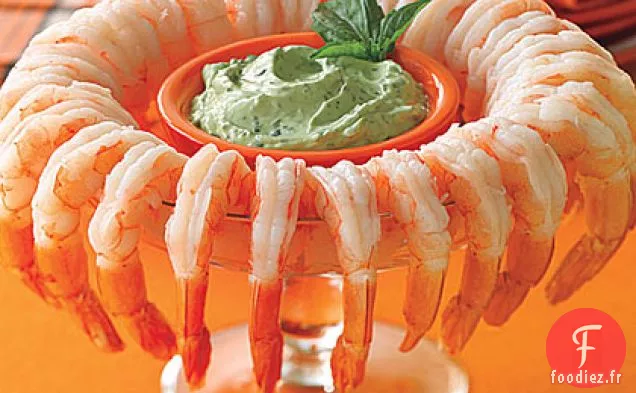 Cocktail de Crevettes avec Vinaigrette au Gobelin Vert