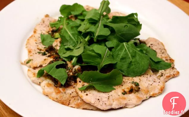 Dîner ce soir: Scaloppine de Porc au Citron, Câpres et Roquette hachée