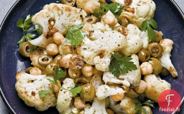 Lumière de cuisson Le Chou-fleur, les pois chiches et les olives Grillés complets de Quick Cook