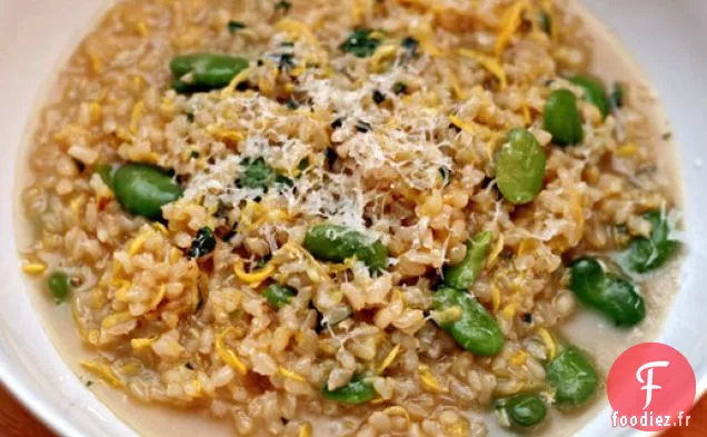 Dîner ce soir: Risotto Brun à la Courge d'Été, Favas et Menthe