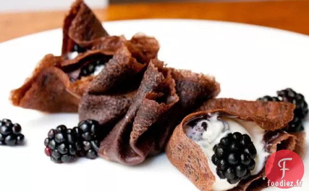 Crêpes au Cacao au Mascarpone et Mûres
