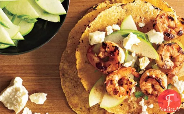 Tacos aux Crevettes avec Salsa aux Pommes Vertes