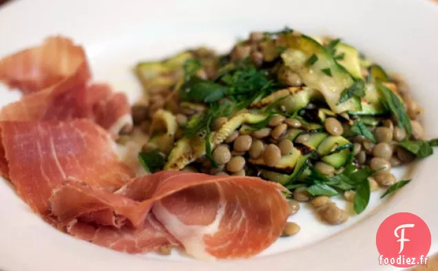 Dîner ce soir: Salade de Lentilles aux Courgettes Grillées et Prosciutto