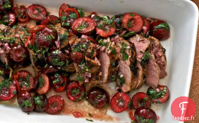 Dîner ce soir: Filet de Porc aux Cerises Fraîches et Salsa au Chili