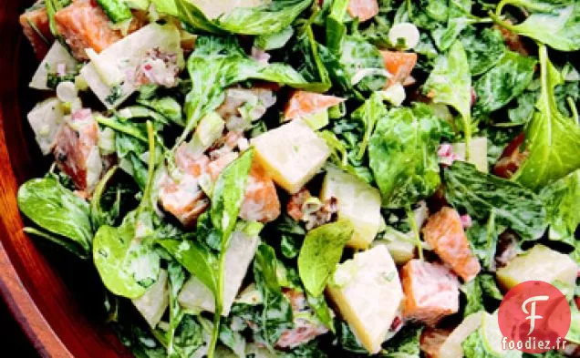 Salade de Deux Pommes de terre à la Moutarde Créole, au Bacon et à la Roquette