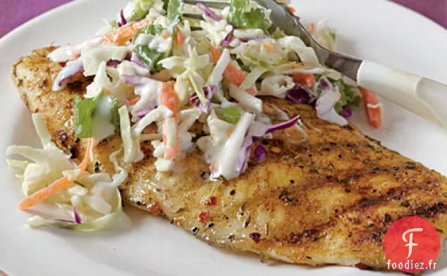 Poisson-Chat Frotté à la Jerk avec Salade de Coriandre épicée
