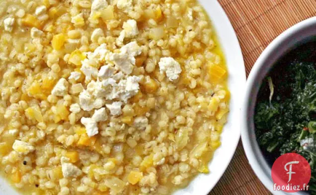 Dîner Ce soir: Risotto d'Orge de Betterave Dorée à la Ricotta Salata