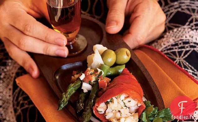 Piments Piquillo Fourrés aux Crevettes en Vinaigrette de Xérès (Pimientos del Piquillo con Tartar de Langostinos)