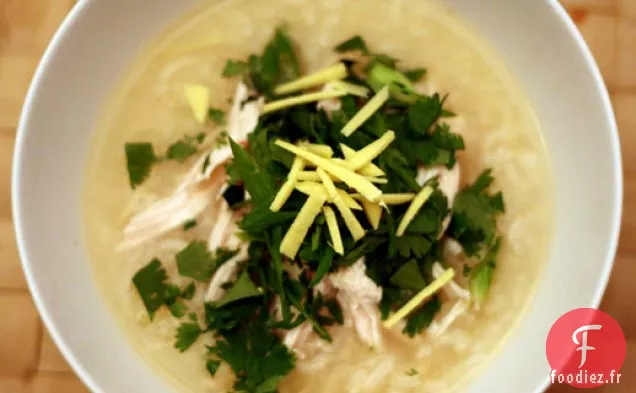 Dîner ce soir: Soupe de Poulet au Riz au Jasmin et au Gingembre